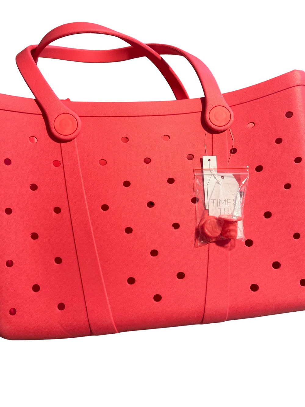 Time and Tru Coral Pink Perforated Tote Bag